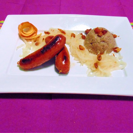 The national dish of Slovenia - Ajdovi Žganci Pečenica