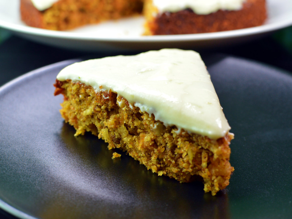 Moist carrot cake with lime frosting