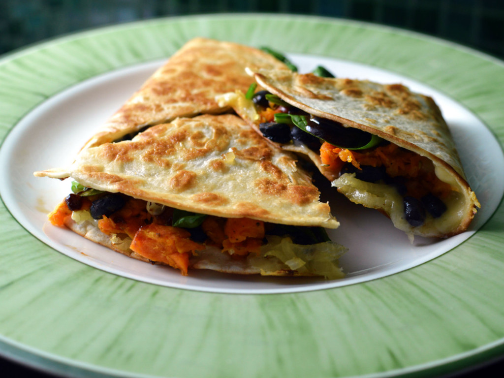 basic quesadilla recipe - sweet potato black bean and spinach