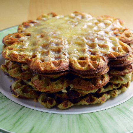mashed potato and avocado waffle