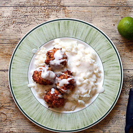 Chicken meatballs with coconut and lime sauce