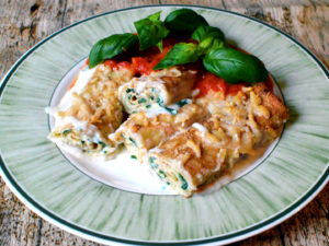 Florentine style crêpes with spinach and ricotta