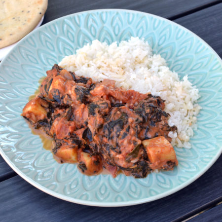 Palak paneer with halloumi