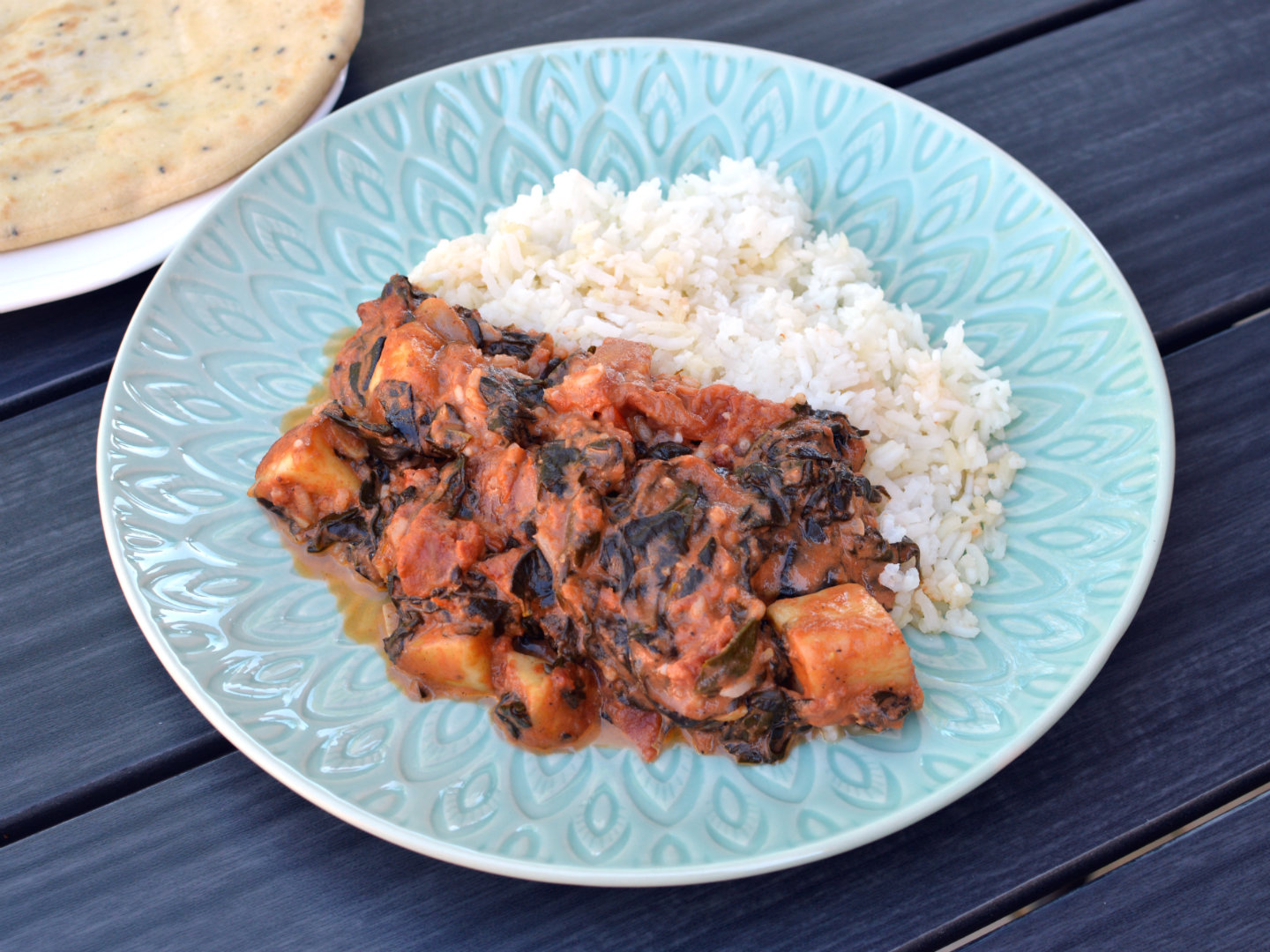 Palak paneer with halloumi