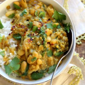Vegan white bean lentil jamaican curry