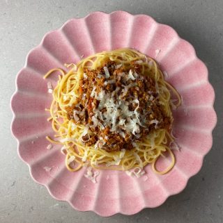 Spagetti och köttfärssås fast vegetarisk