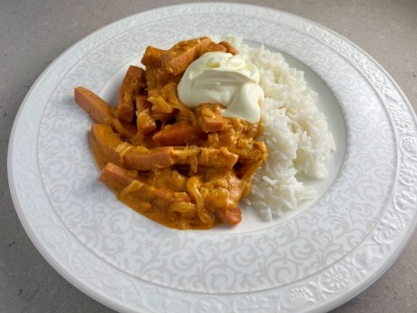 Korv stroganoff med ris Korv stroganoff med ris