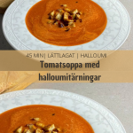 Tomatsoppa-halloumitärningar
