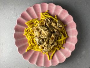 Fläskfilégryta med pasta