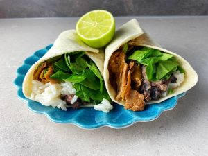 Burrito med kokosris och pulled vego