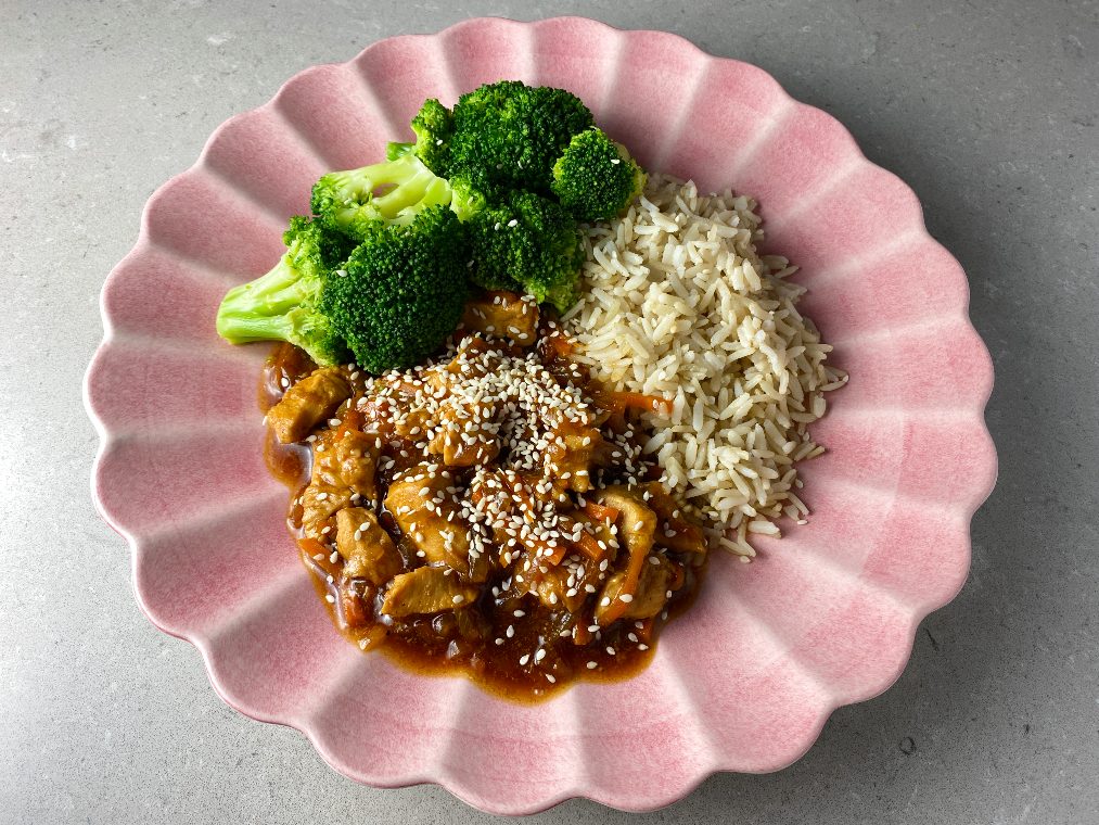 Teriyaki kyckling med ris och broccoli