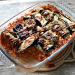 Auberginegratäng med mozzarella och bulgur